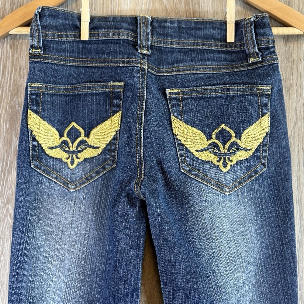 90s Southpole Jeans Womens Juniors 1 Bootcut Low Rise Fade Embroidered 25x29.5 - Picture 4 of 13